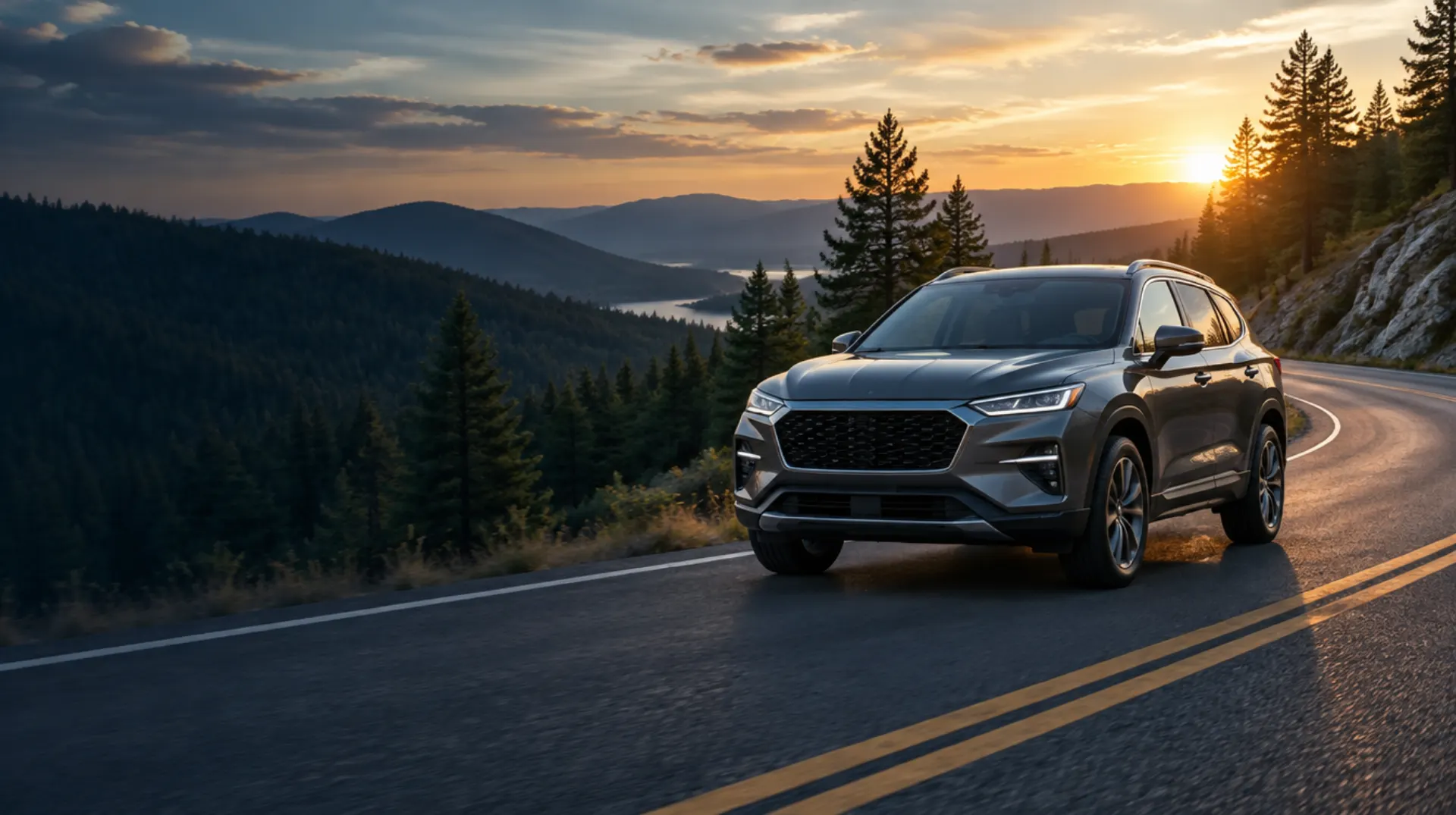A new crossover SUV on a winding road